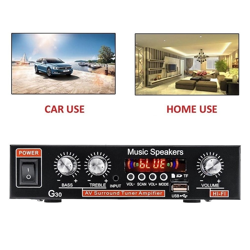 Big promo 800W Car Home 220V/110V 12V  Bluetooth 4.0 High Performance 2 Channels TF/U Disk/Remote Control/Power Amplifier FM Radio Auto Power Amplifier3