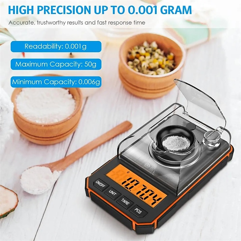 Electronic Digital Scale Portable Mini Scale High Precision Professional Pocket Scale Milligram 0.001g/50g Calibration Weights2