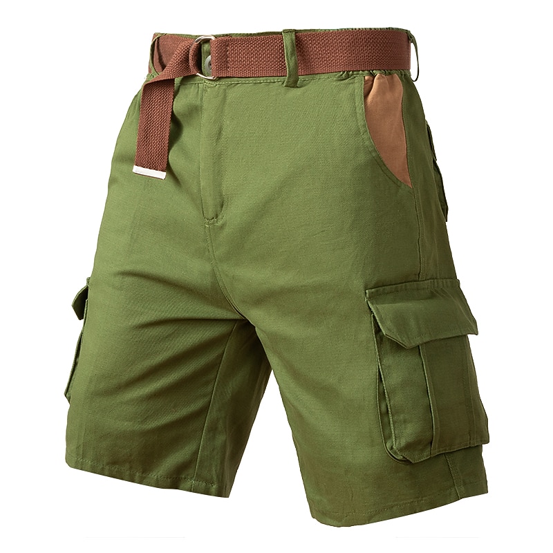 Men's Cargo Shorts Shorts Hiking Shorts Multi Pocket Plain Wearable Short Outdoor Daily 100% Cotton Designer Casual ArmyGreen Black3