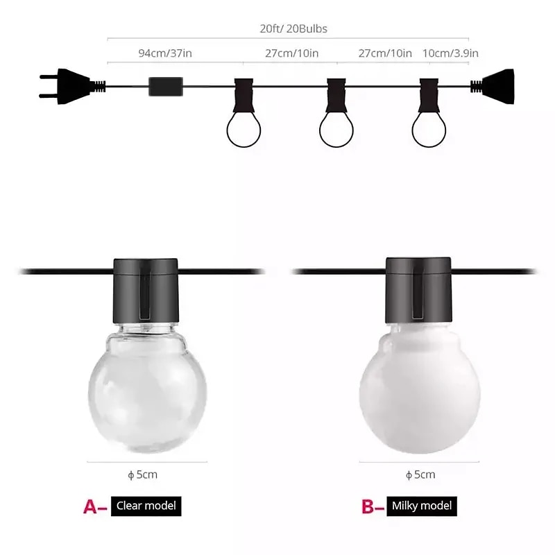 G50 Globe Bulb LED Fairy String Light Outdoor Lights Street Wedding Garden Patio Christmas Decoration Light 220V EU Plug4