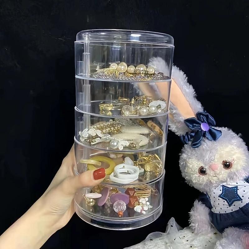 Jewelry Storage Box Storage Rack Multi-Layer Rotating Earrings Hairpin Headdress Head Rope Box Exquisite Finishing Jewelry Box3