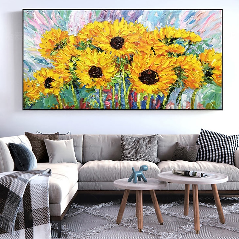Handmade Oil Painting Canvas Wall Art Decoration Sunflower Flower Landscape for Home Decor Rolled Frameless Unstretched Painting2