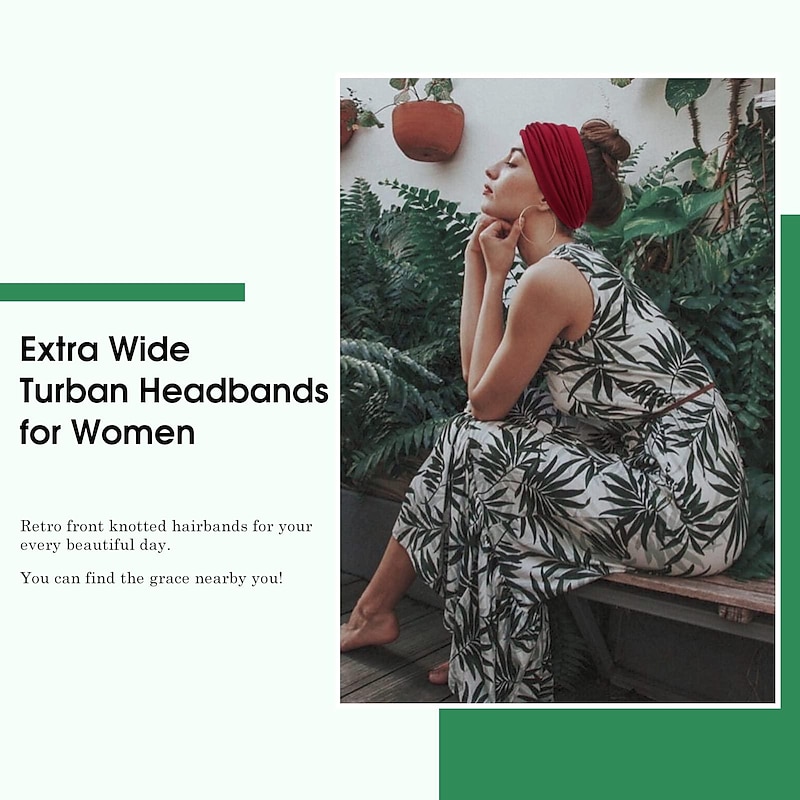 1PC Wide Headbands for Women, 7'' Extra Large Turban Headband Boho Hairband Hair Twisted Knot Accessories3