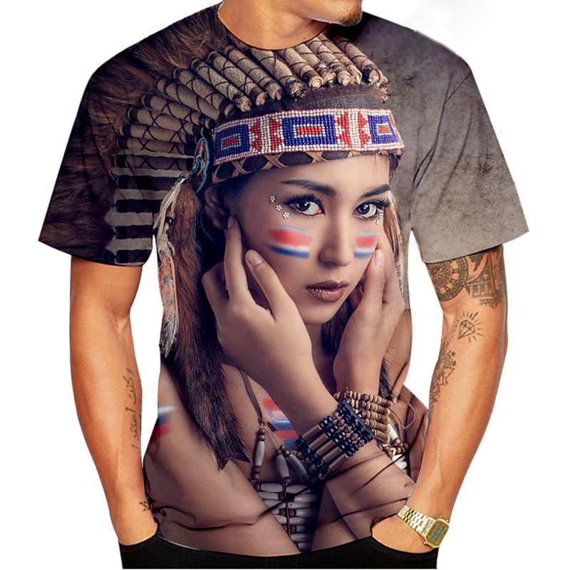 American Indian T-shirt Print 3D Graphic For Men's Adults' Masquerade 3D Print Casual Daily4