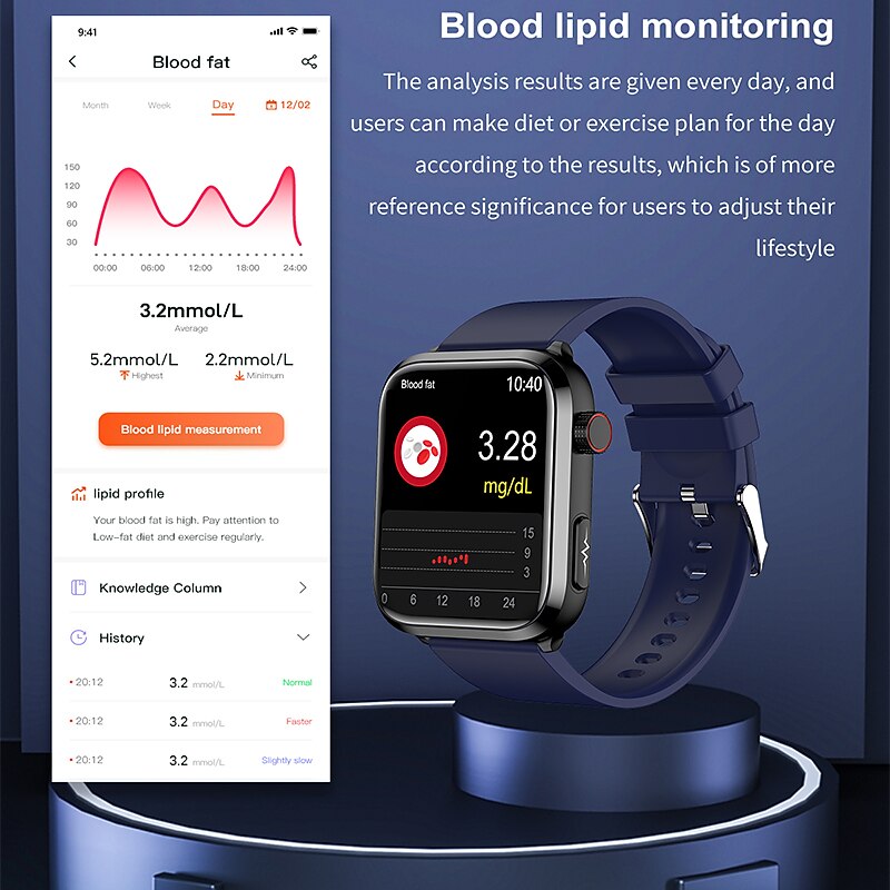 iMosi ET210 Smart Watch 1.91 inch Smartwatch Fitness Running Watch Bluetooth ECG+PPG Temperature Monitoring Pedometer Compatible with Android iOS Women Men Long Standby Hands-Free Calls Waterproof IP4