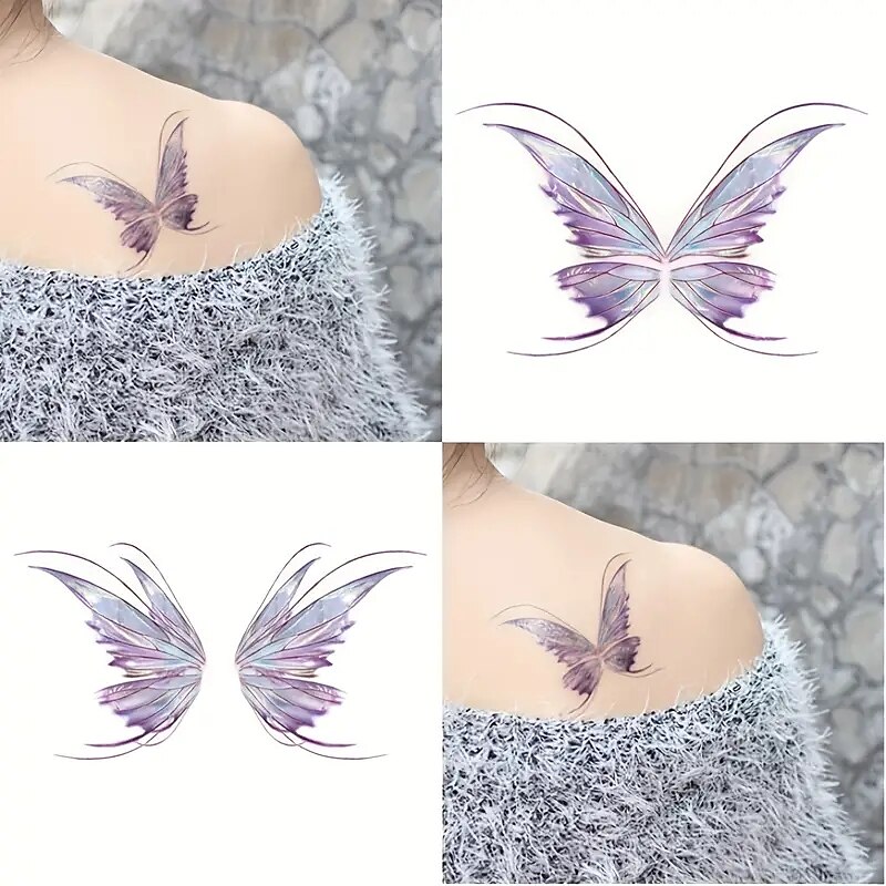 2pcs Shiny Butterfly Face Sticker Tattoo Sticker Cute Glitter Eye Sticker Makeup Tattoo Sticker Festival Prom Glitter Butterfly Sticker2