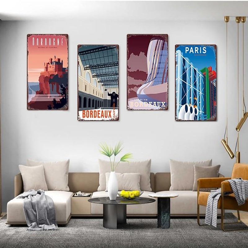 1pc Retro Metal Tin Sign City Tin Sign Vintage Kitchen Signs Wall Decor, Painting Wall Hanging for Restaurant Decor Bar Decor Home Decor Wall Art Metal Tin Sign 20x30cm/8''x12''3