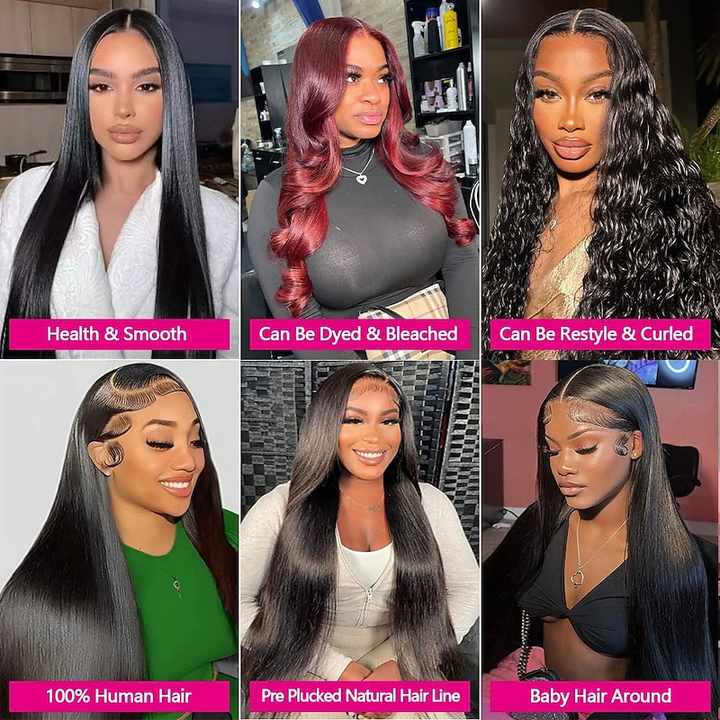 13x4 Straight Lace Front Wigs Human Hair 26 Inch 180% Density HD Transparent Lace Front Wigs Human Hair Pre Plucked Brazilian Virgin Frontal Wigs Human Hair Black  Lace Front Wigs for Women4