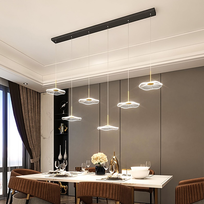 Ceiling Pendant Light 3/4/5/6 Head Modern Creative Lotus Leaf Office Front Desk Chandelier Light Luxury Bar Front Desk Dining Table Lighting 110-240V3