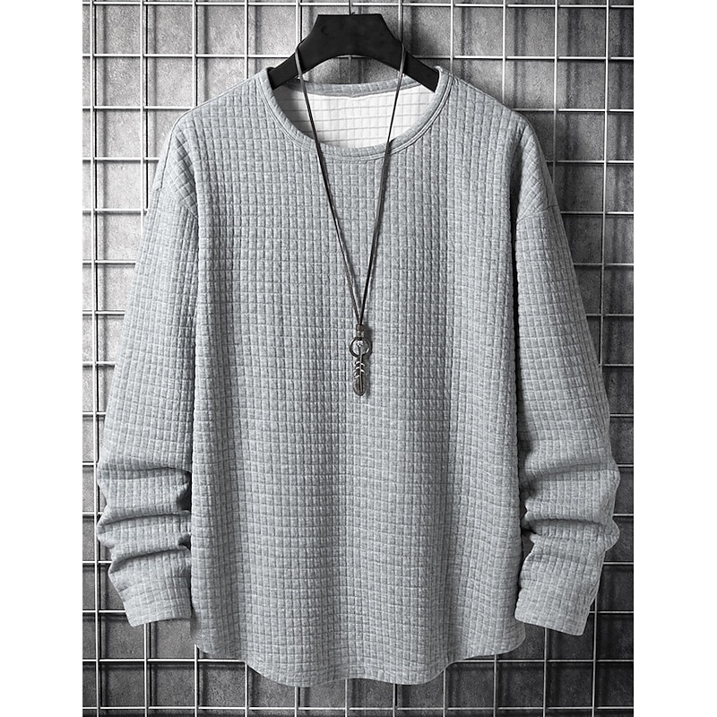 Men's Waffle Tee Waffle Shirt T Shirt Tee Top Long Sleeve Crew Neck Summer Plain Fashion Designer Basic Vacation Street Going out Black White Gray Top Tee for Men2