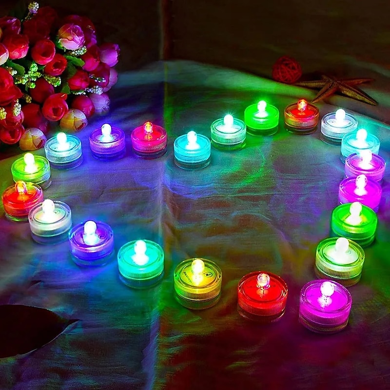 12pcs Waterproof Submersible Mini LED Lights Tea Light Underwater LED Candle Lamp For Aquarium Wedding Party Vase Decor4