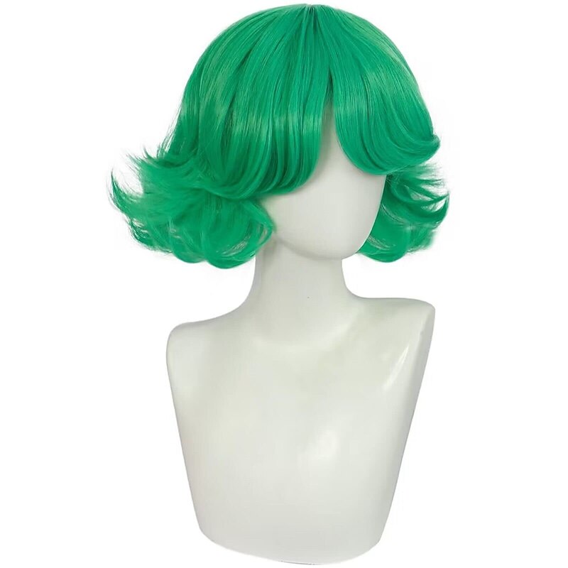 Green Flip Wig Girls Tatsumaki Wig Short Fluffy Bob Wig Green Cosplay Wig Women Synthetic Carnival Costume Wig4