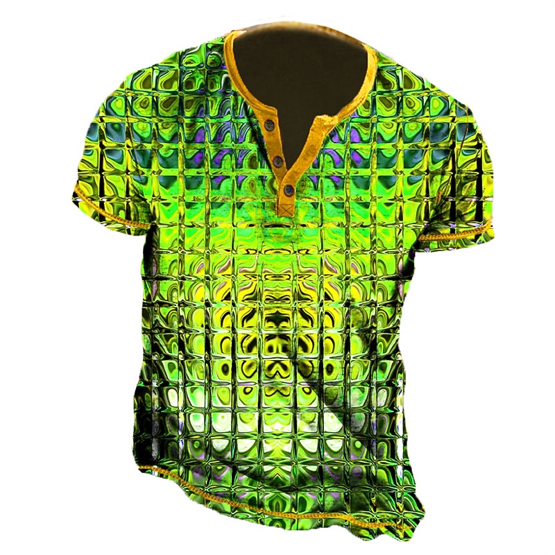 Oktoberfest Men's Henley Shirt Graphic Gradient Henley Clothing Apparel 3D Print Outdoor Daily Short Sleeve Print Button-Down Fashion Designer Comfortable3