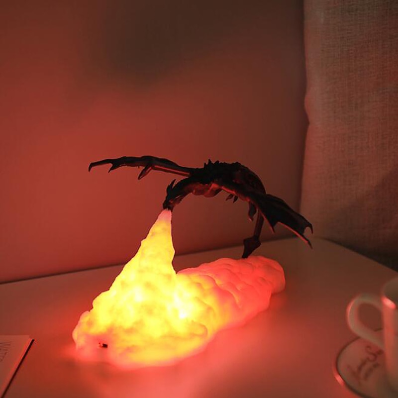 Fire Dragon Lamp Light 3D Printed Night Light LED Moon Light Gift for Boys and Girls Bedroom Kids Room with USB Rechargeable2