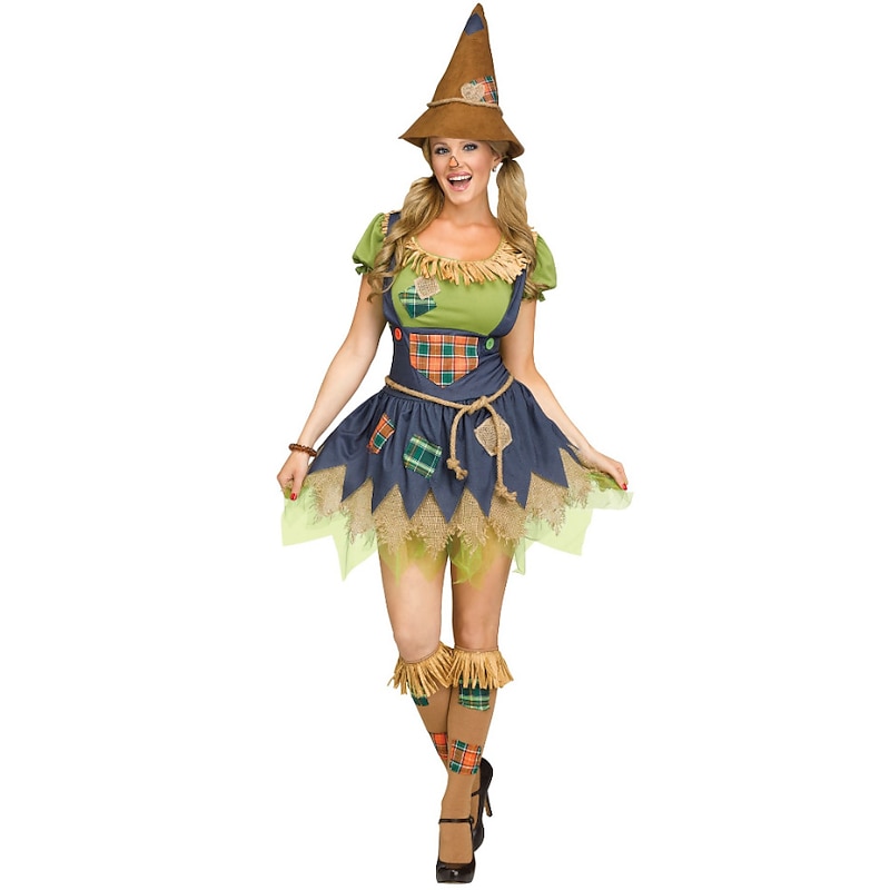 Witch Scarecrow Halloween Dress Cosplay Costume Party Costume Carnival Costume Outfits Adults' Women's Masquerade Mardi Gras Performance Party Halloween Easy Halloween Costumes Dress Up