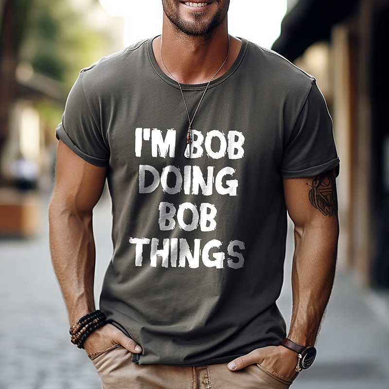 Men's Graphic Letter T Shirt Short Sleeve T shirt 3D Print Crew Neck Shirt Vintage Fashion Designer Outdoor Daily Sports Blue Brown Army Green Spring & Summer Clothing Apparel S M L XL 2XL 3XL2