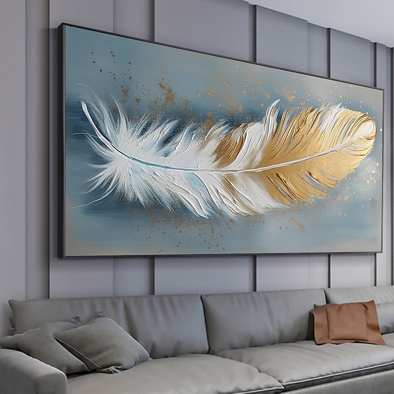 Handmade Oil Painting Canvas Wall Art Decor Original Feather Painting for Home Decor With Stretched Frame/Without Inner Frame Painting 19