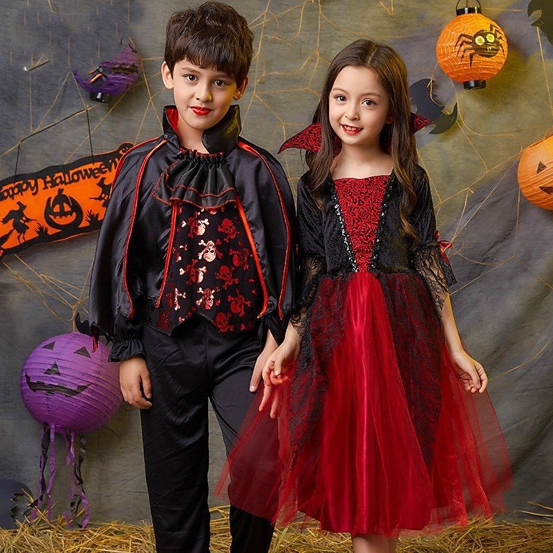 Vampire Movie / TV Theme Costumes Halloween Cosplay Costume Party Costume Masquerade Outfits Cosplay Kid's Boys' Girls' Masquerade Performance Party Halloween Easy Halloween Costumes Dress Up