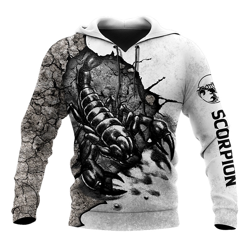 Men's Animal Graphic Prints Scorpion Hoodie Hoodies Sweatshirt Streetwear Designer Long Sleeve Hooded Daily Sports Gray Print Spring &  Fall Designer