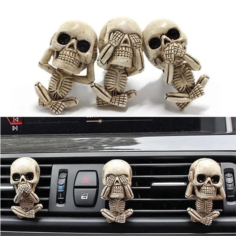Car Air Fresheners Vent Clips Car Interior Accessories for Men Women Cute Skull Auto Air Conditioner Vent Clip Decor for Car Office Living Room Home Halloween Christmas Gift - 3PCS/Set