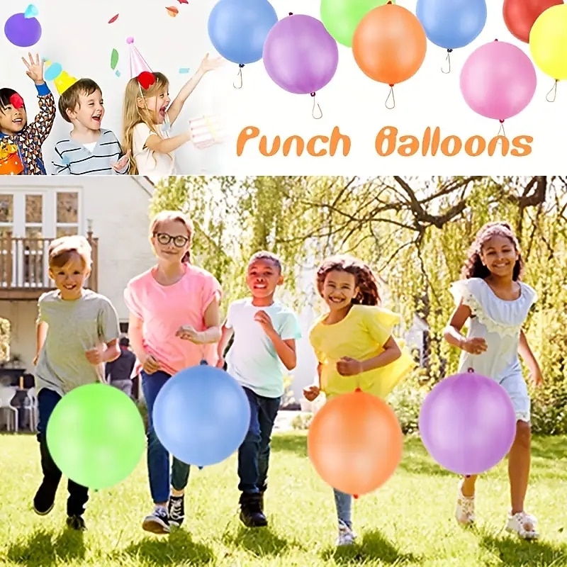 25pcs Punch Balloons Punching Balloon Heavy Duty Party Favors Bounce Balloons With Rubber Band Handle Rubber Balloon Bundle For Birthday Party Decor Holiday Accessory Party Pack Kids Outdoor Toys4