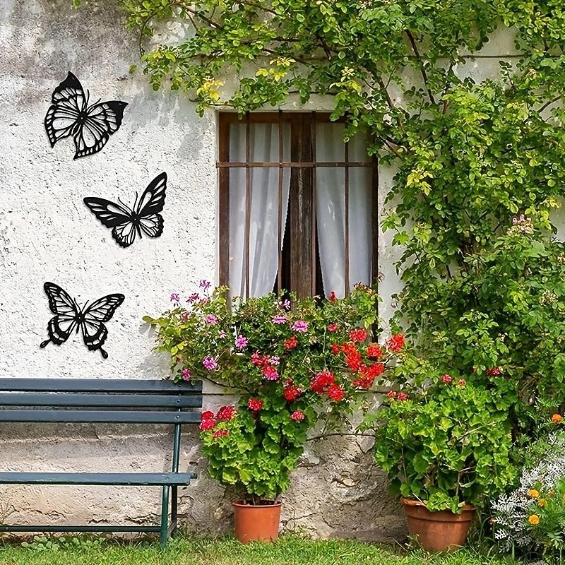 1pc Butterfly Metal Wall Decor, Black Dragonfly Hummingbird Butterfly Metal Wall Art Hanging Wall Decor, Suitable For Modern Farmhouse Rustic Home Living Room Bathroom Indoor Outdoor Decor, Home Decor3
