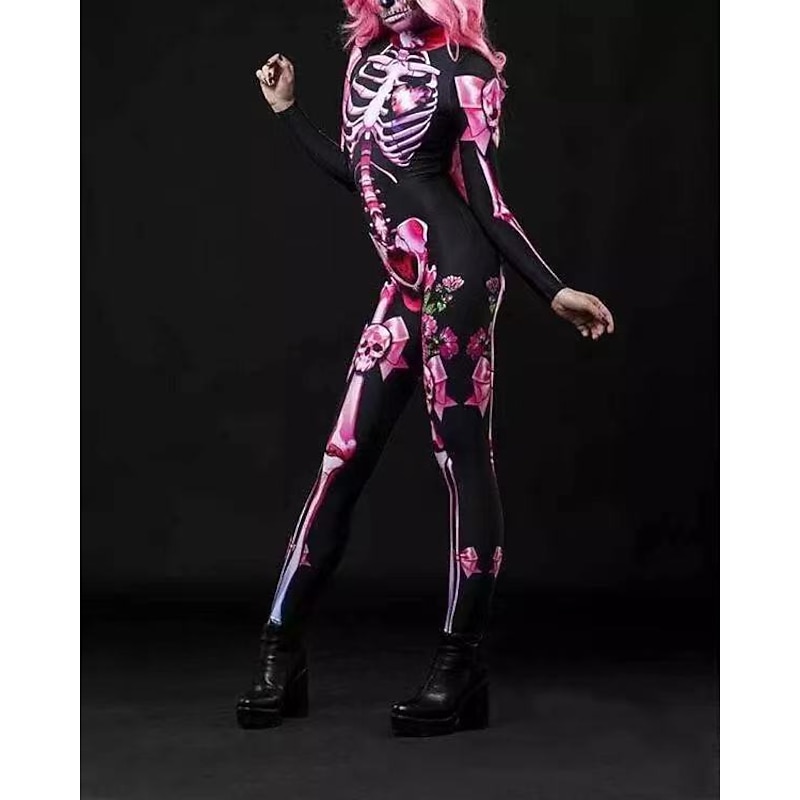 Skeleton Skull Halloween Zentai Suits Party Costume Bodysuits Carnival Costume Full Body Suit One Piece Scary Costume Kid's Adults' Women's Carnival Masquerade Mardi Gras Performance Party Easy3