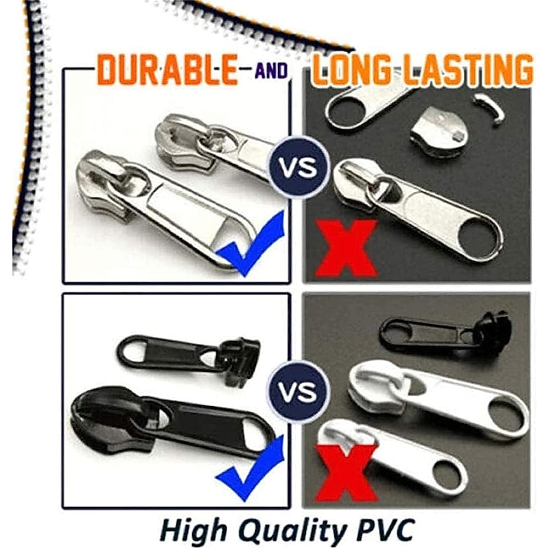 6pcs Fix Zip Puller Set- Zip Slider Repair Instant Kit - Fix Zipper Removable Rescue Replacement Pack, Instant Zipper Set4