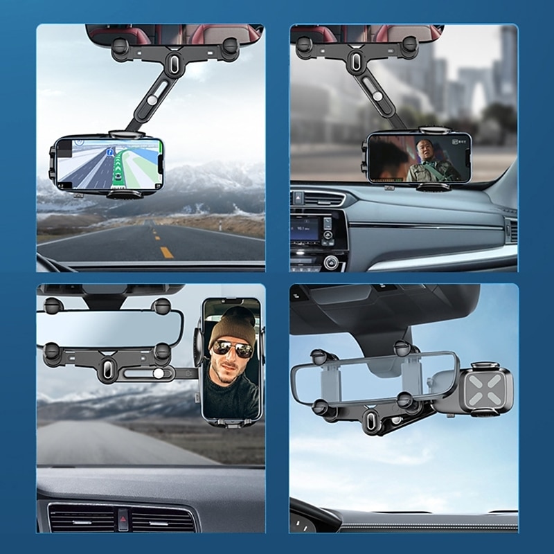Universal Car Rearview Mirror Phone Holder Rotation Car Phone Holder Mount Stand GPS Smartphone Bracket Dropshipping3
