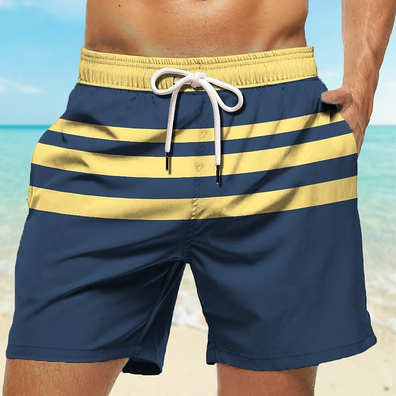 Men's Stripe Graphic Prints Swimming Trunks Board Shorts Swim Shorts Mid Waist Hawaiian Boho Casual Daily Holiday Drawstring with Mesh lining Elastic Waist Designer Clothing Apparel3