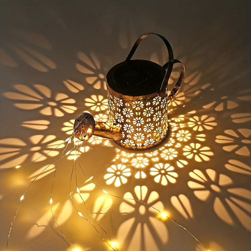 Outdoor Solar Watering Can Lights - Hanging Kettle Pathway Lantern, Waterproof Metal Retro Lamp for Garden, Yard & Flower Bed Garland Decor2