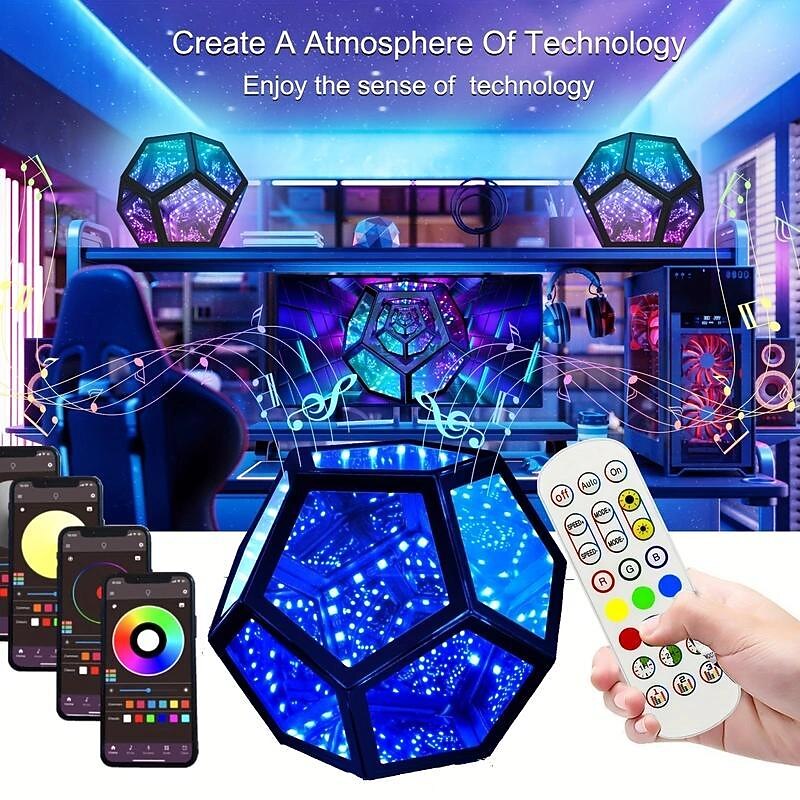 LED Smart Light Infinty Dodecaedron Cool Ambience Table Lamp USB Color Mood Changing Ambient Night Light2