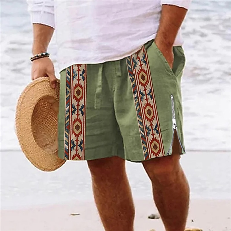 Men's Geometric Pattern Graphic Prints Swim Trunks Swim Shorts Board Shorts Mid Waist Vintage Ethnic Style Retro Vintage Casual Daily Holiday Zipper Pocket Elastic Waist Designer Clothing Apparel