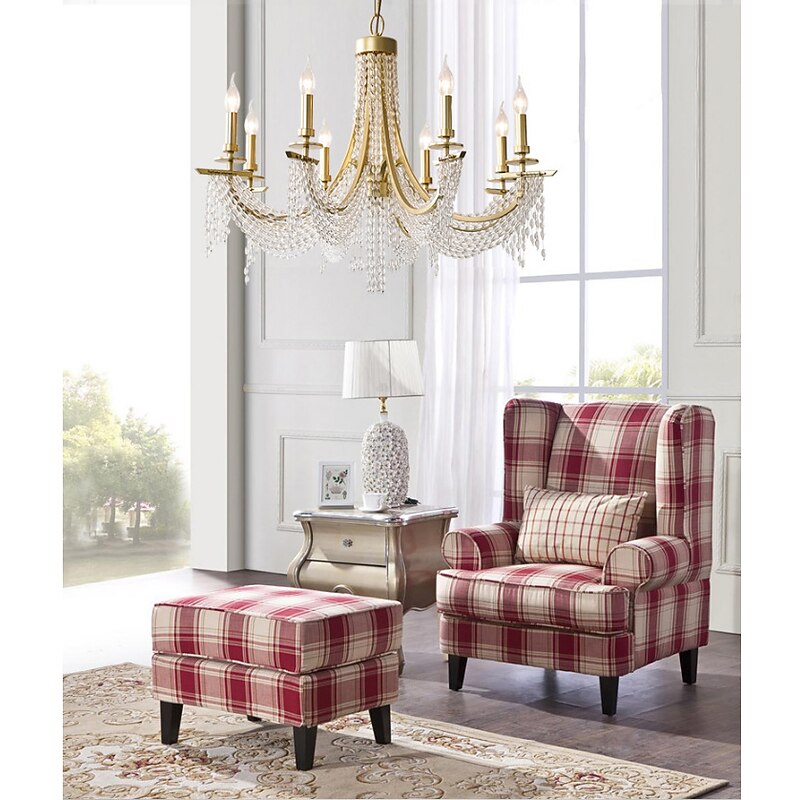 Modern Clear Crystal Chandelier Adjustable 6/8 Lights Crystal Glass Flush Mount Hanging Ceiling Pendant Light Classic Candle Style Lighting Fixture E12/E14 for Bedroom Living Room Hallway Entry 110-240V3