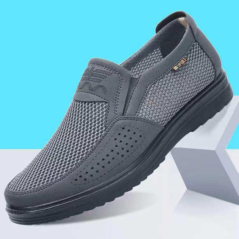 Men's Brown Mesh Slip-On Walking Shoes with Breathable Upper and Cushioned Sole, Lightweight Casual Loafers for Summer Travel, Driving and Daily Wear4