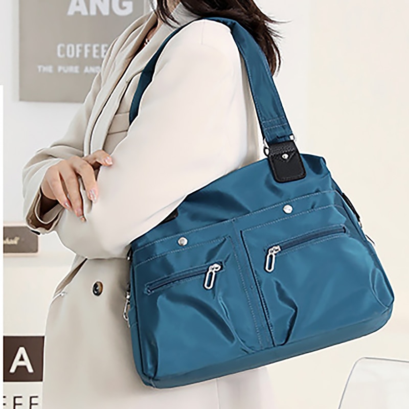 Women's Large Capacity Waterproof Nylon Shoulder Bag – Stylish Multi-Pocket Tote Handbag for Travel, Work & Daily Use2