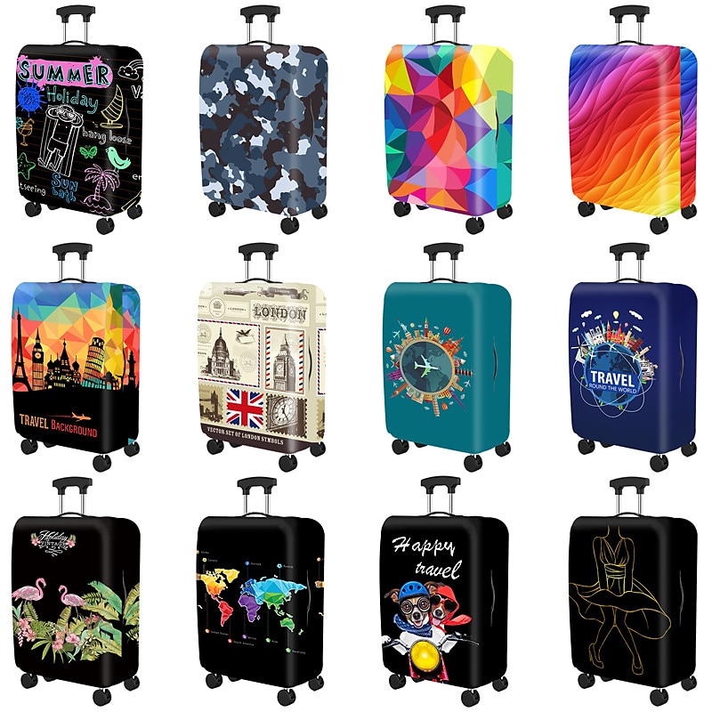 Durable Travel Luggage Cover, Dacron Elastic Suitcase Cover Protector, Foldable Washable Luggage Cover Protector