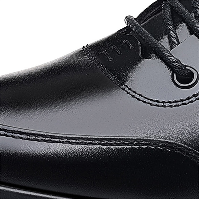 Men's Oxfords Height Increasing Shoes Leather Loafers Business Casual Outdoor Daily Leather Breathable Height Increasing Comfortable Lace-up Black Brown Spring Fall3