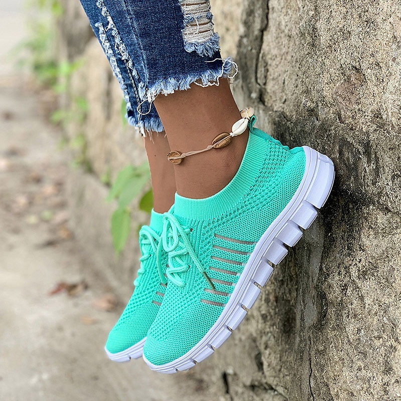 Women's Black Knit Sneakers with White Sole for Running and Casual Wear 11