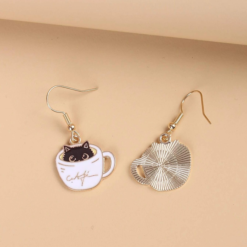 1 Pair Drop Earrings For Women's Birthday Gift Date Alloy Classic Cat Cup2