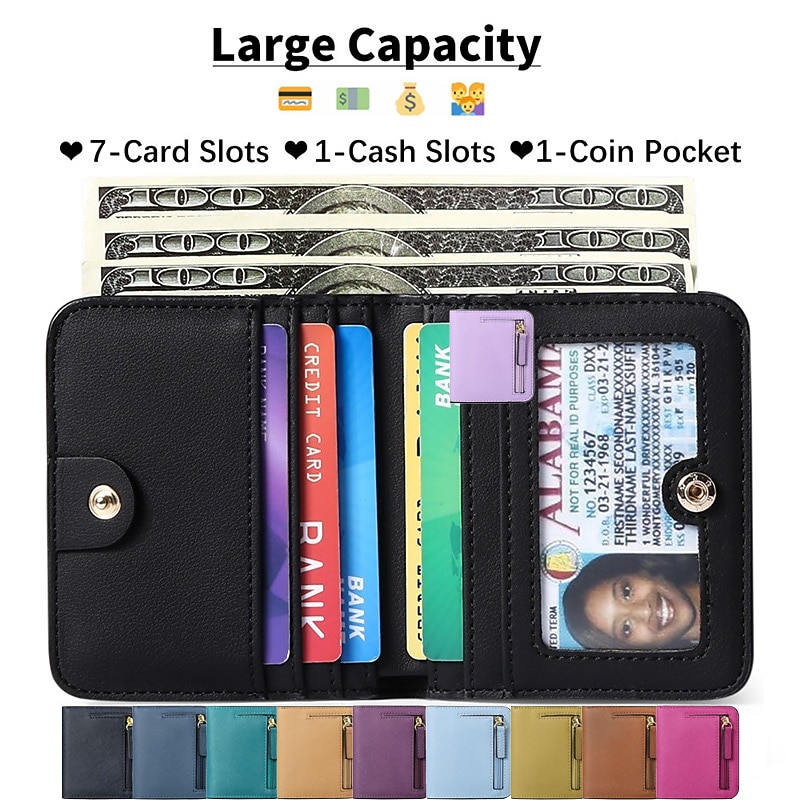 Toughergun Womens Rfid Blocking Small Compact Bifold Luxury Genuine Leather Pocket Wallet Ladies Mini Purse with ID Window2
