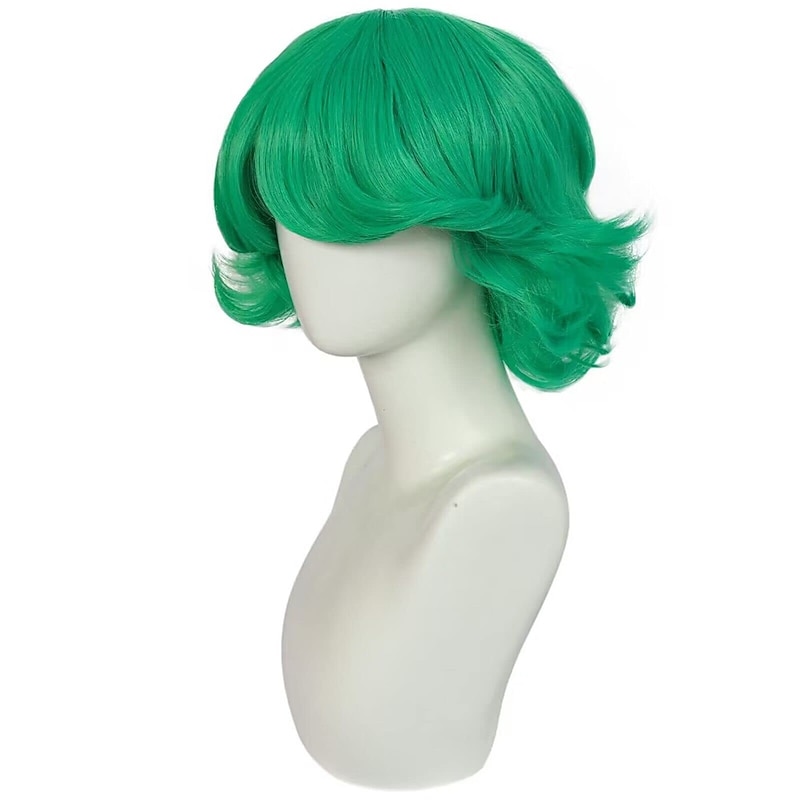 Green Flip Wig Girls Tatsumaki Wig Short Fluffy Bob Wig Green Cosplay Wig Women Synthetic Carnival Costume Wig3