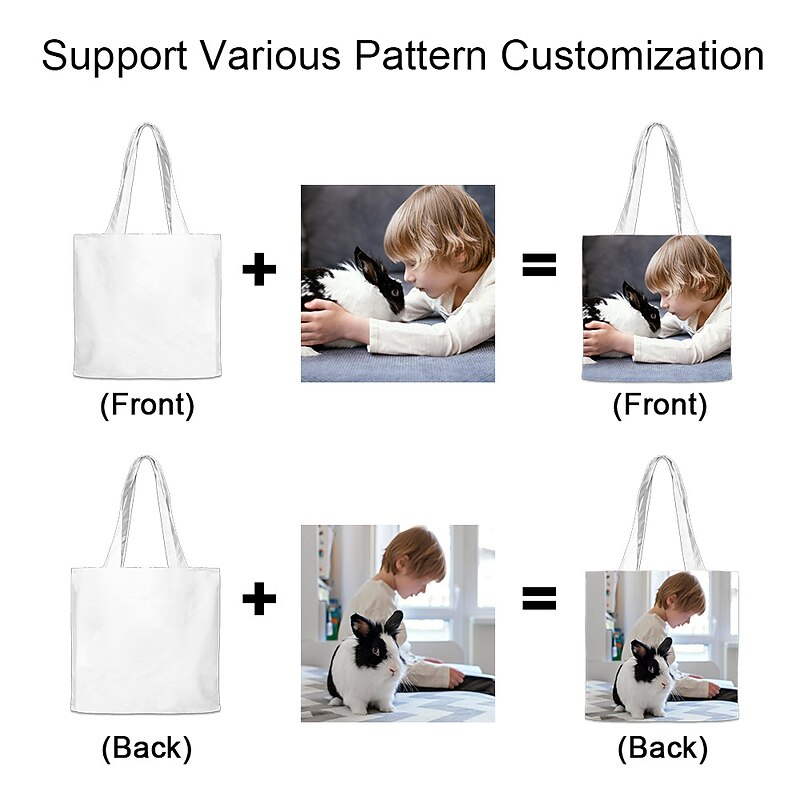 Men's Women's Kid's Tote Shoulder Bag Canvas Tote Bag Customize Oxford Cloth Shopping Daily Print Large Capacity Durable Custom Print White Personalized Valentine Gift Custom Made4