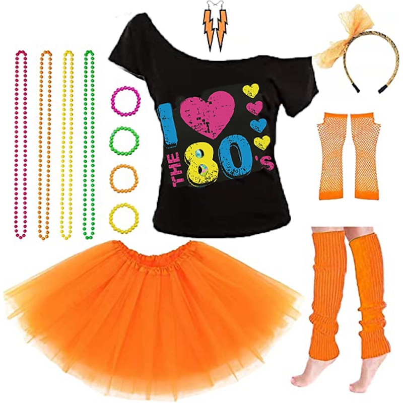 Disco 1980s Outfits T-shirt Women's Costume Headbands Beaded Necklace Vintage Cosplay Masquerade Party & Evening Club More Accessories 9