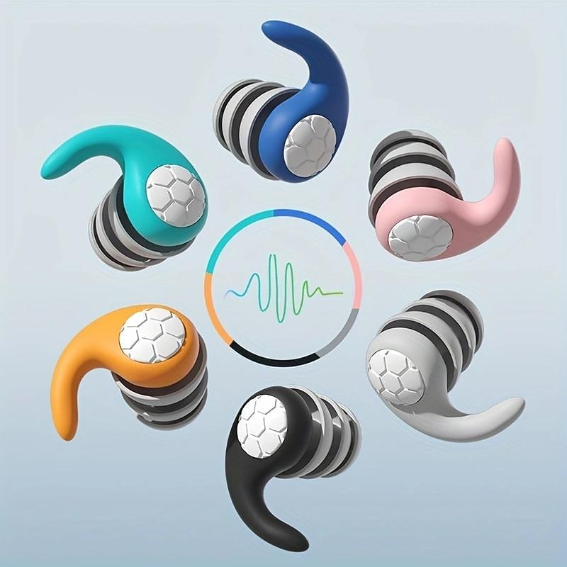 1 Pair Sleeping Ear Plugs Silicone Soft Comfortable Earplugs Sound Insulation Noise Reduction Earbuds Noise Filter Sleeping Swimming Waterproof Three Layers Mute4