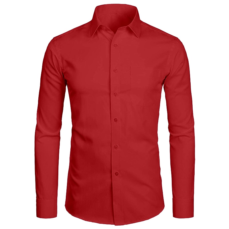 Men's Dress Shirt Waves Wedding Formal Evening Black White Yellow Red Long Sleeve Classic Collar All Seasons Clothing Apparel Buckle 5