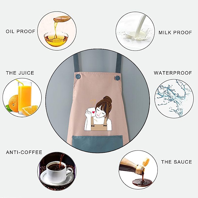 Waterproof Chef Apron For Women and Men, Kitchen Cooking Apron, Personalised Gardening Apron, Oil-proof Work Apron Cross Back Heavy Duty Adjustable4