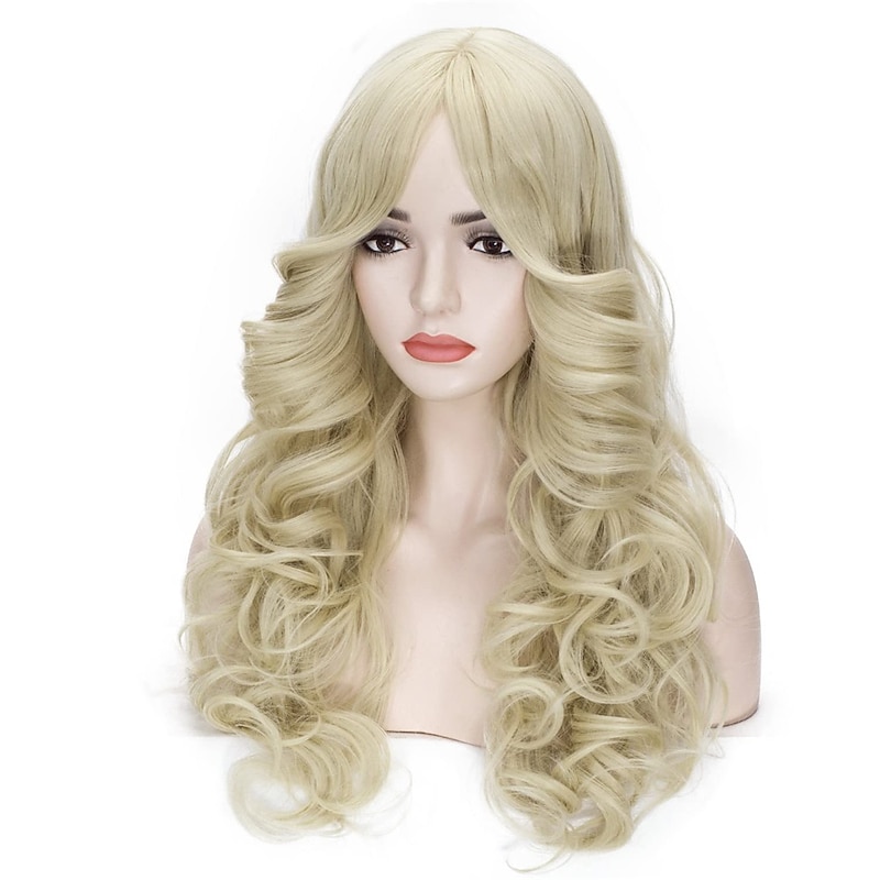 70s Wigs For Women Big Blonde Vintage Wig 80s Disco Wig Feathered Sides Big Wavy Curly Costume Wig For Women Halloween Wigs
