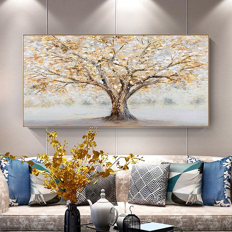 Mintura Handmade Golden Tree Landscape Oil Paintings On Canvas Wall Art Decoration Modern Abstract Pictures For Home Decor Rolled Frameless Unstretched Painting3