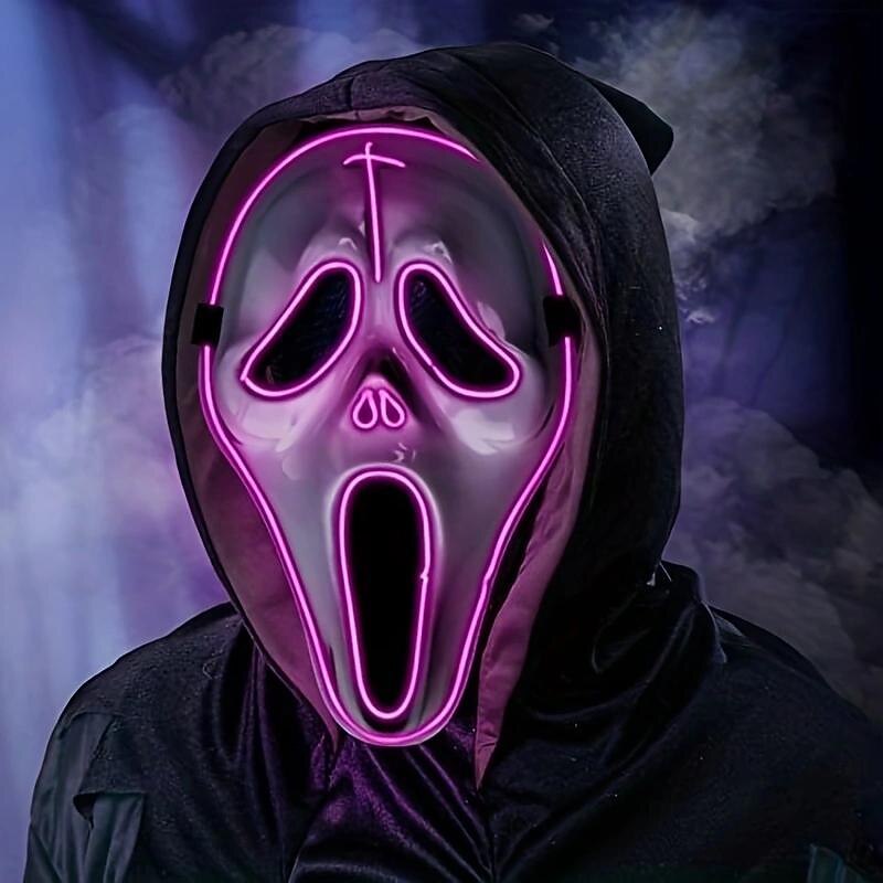 LED Luminous Mask Screaming Scare Halloween Mask Festival Carnival Props Funky PVC Decorative Mask